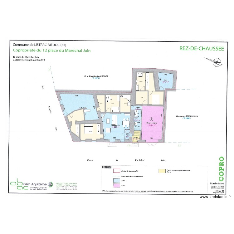 Plan logement B version 2. Plan de 8 pièces et 67 m2