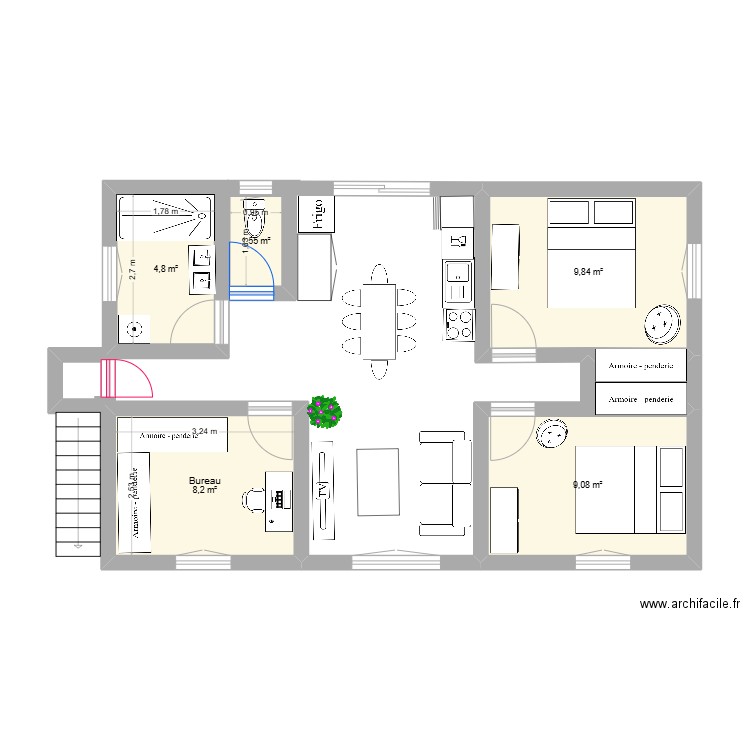 MAISON FORGES. Plan de 5 pièces et 33 m2