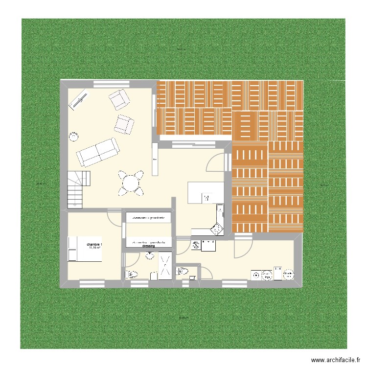 chalet. Plan de 4 pièces et 82 m2