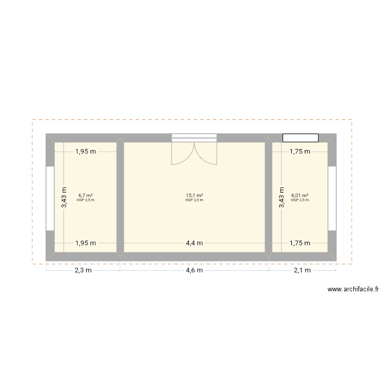 Papa. Plan de 3 pièces et 28 m2