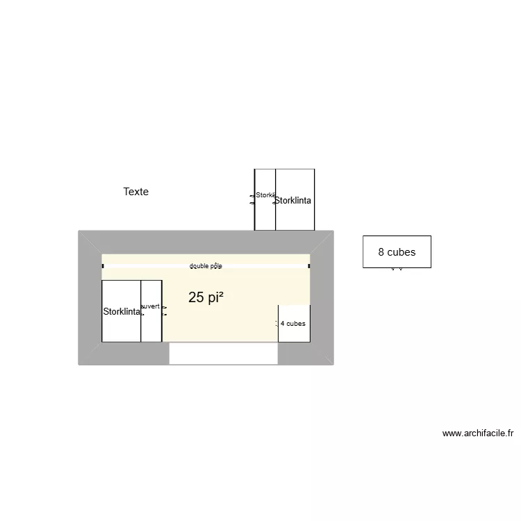 garde robe chambre. Plan de 1  et 2 m²