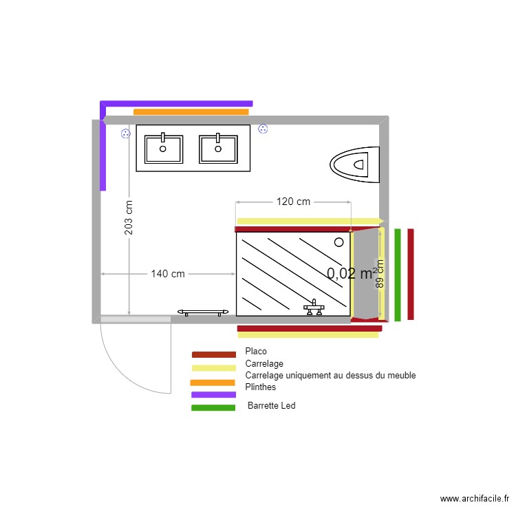 CT-PLAN Gardiol - SDB Haut. Plan de 1 pièce et 0 m2