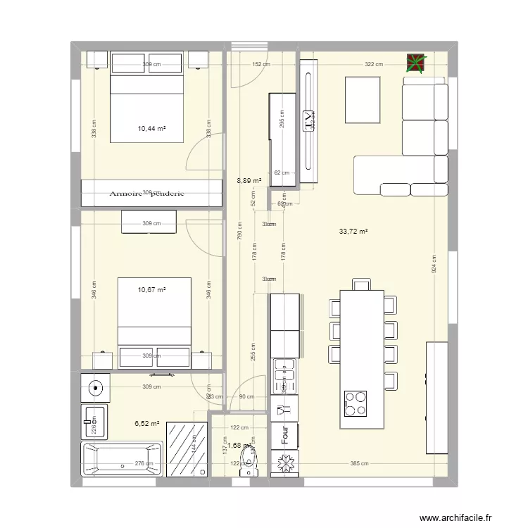 Etage Lagardelle F3. Plan de 