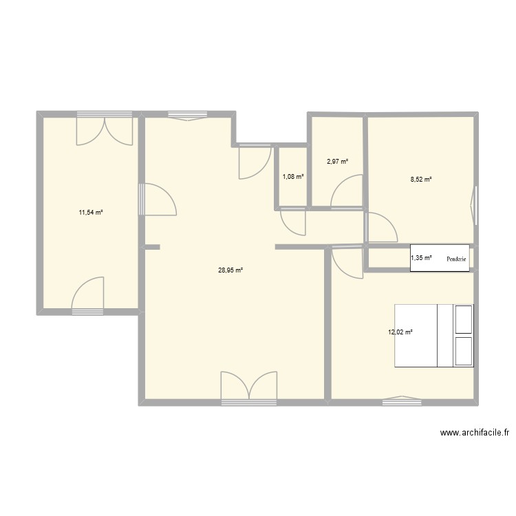 v2 maison. Plan de 7 pièces et 66 m2