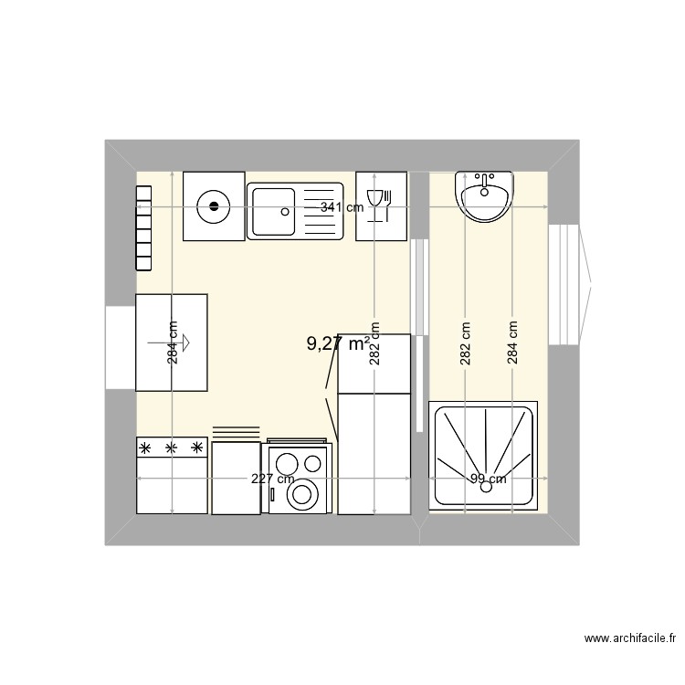 Project Skylight. Plan de 1 pièce et 9 m2