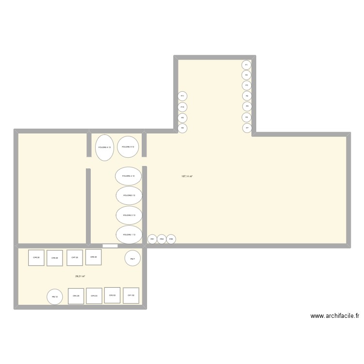 PLAN CAVE PAUL. Plan de 2 pièces et 196 m2