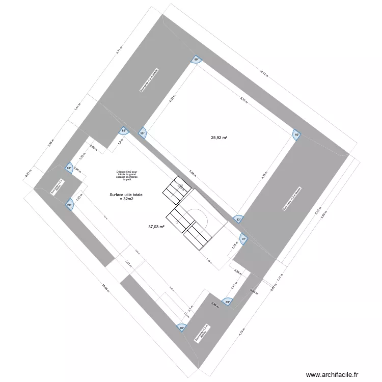 Bellenot premier &eacute;tage. Plan de 2  et 63 m²