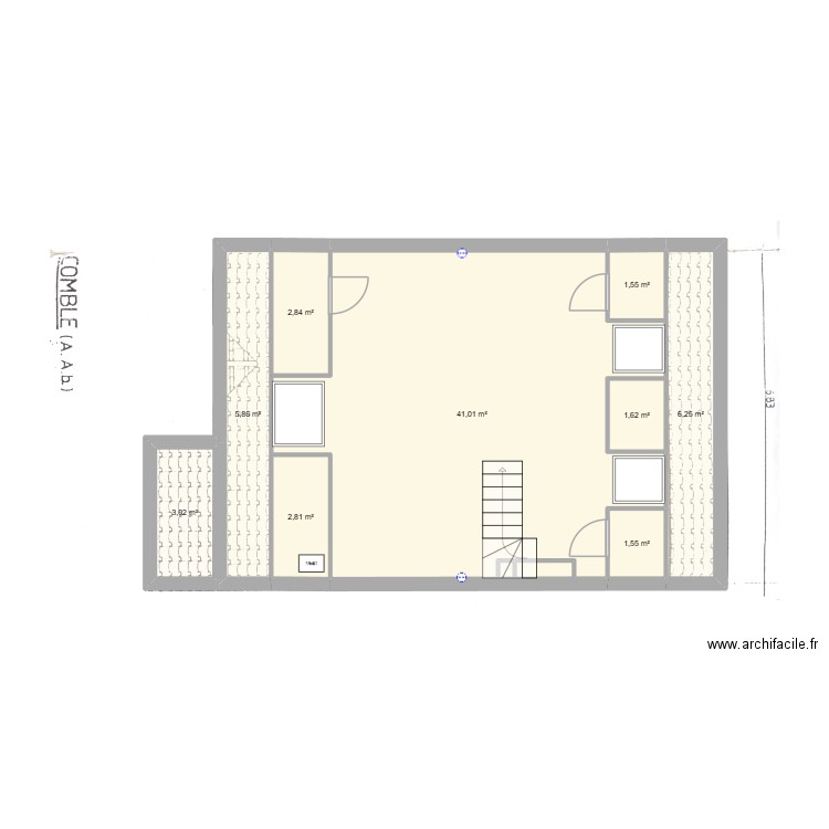 BALIZY 3éme étage. Plan de 9 pièces et 67 m2