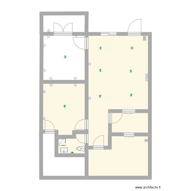 maison omrane. Plan de 3 pièces et 60 m2