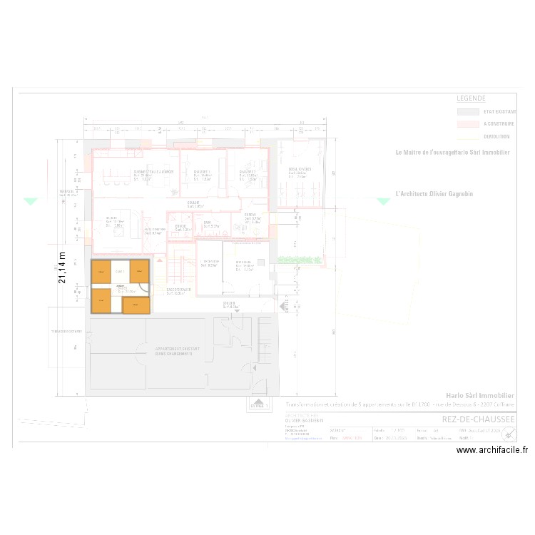 2_dossier plans de sanction 1-100. Plan de 1 pièce et 21 m2