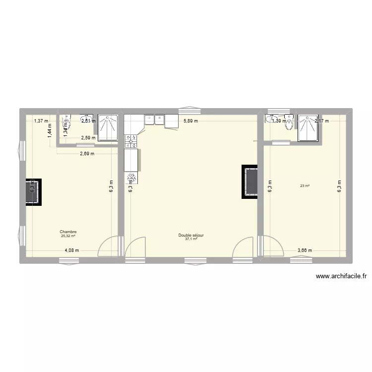 La vieille cure 3. Plan de 3  et 85 m²