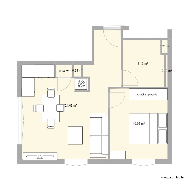 Projet1012. Plan de 7 pièces et 41 m2