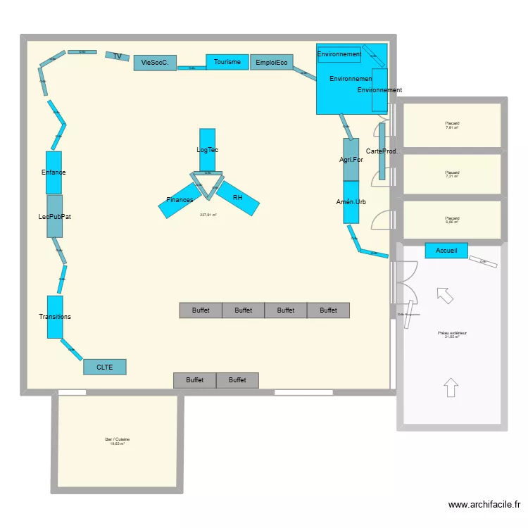 Forum-Matin. Plan de 6  et 301 m²