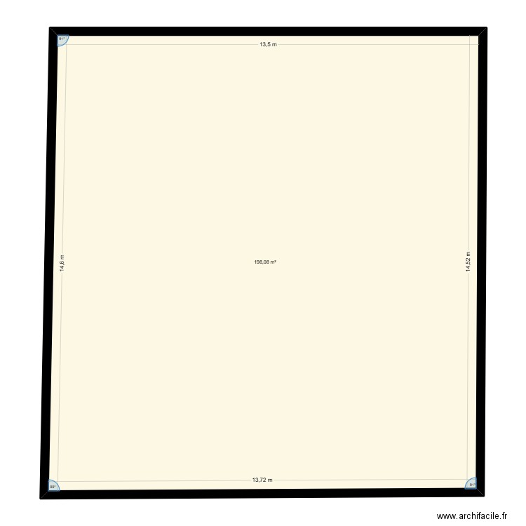 sous sol. Plan de 1 pièce et 198 m2