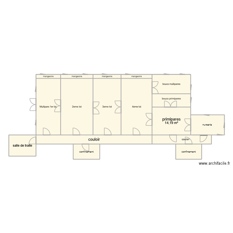 chevrerie. Plan de 17 pièces et 171 m2