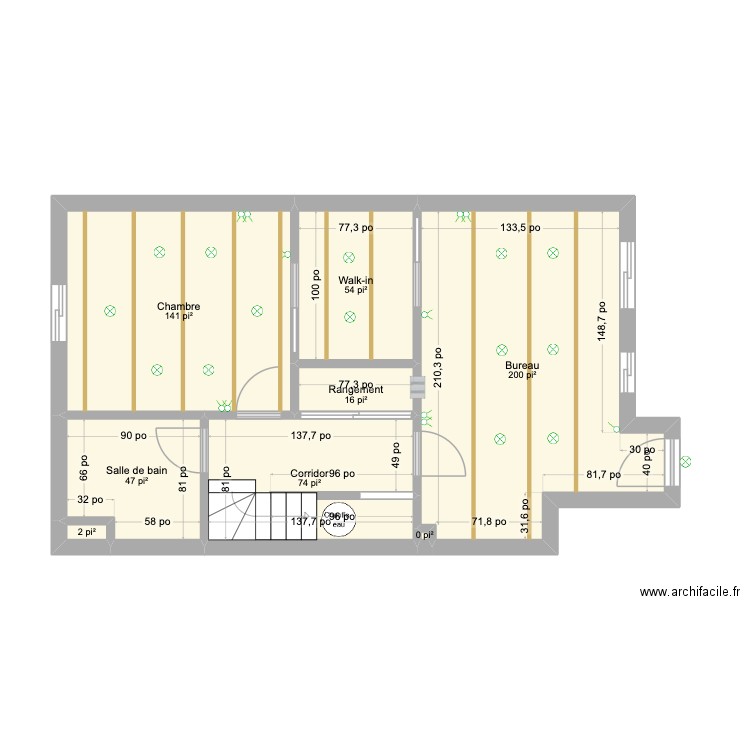 1777 éclairage souhaité. Plan de 8 pièces et 50 m2