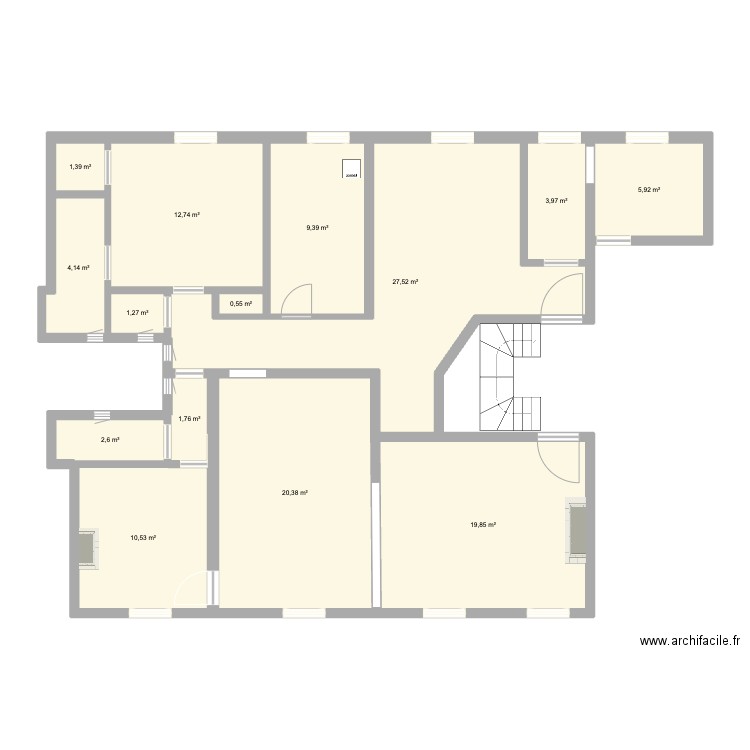 Plan Asnières V2. Plan de 14 pièces et 122 m2