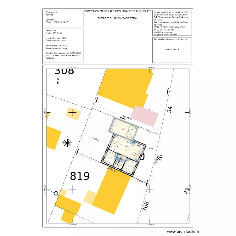 Garage accol&eacute; &agrave; la maison les paludiers. Plan de 