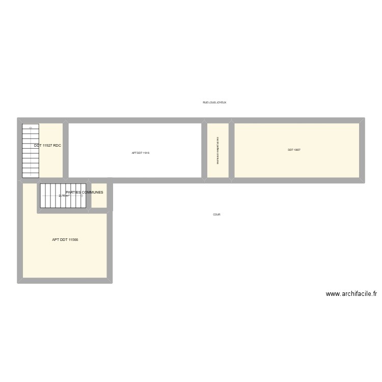 ROBERT. Plan de 6 pièces et 45 m2