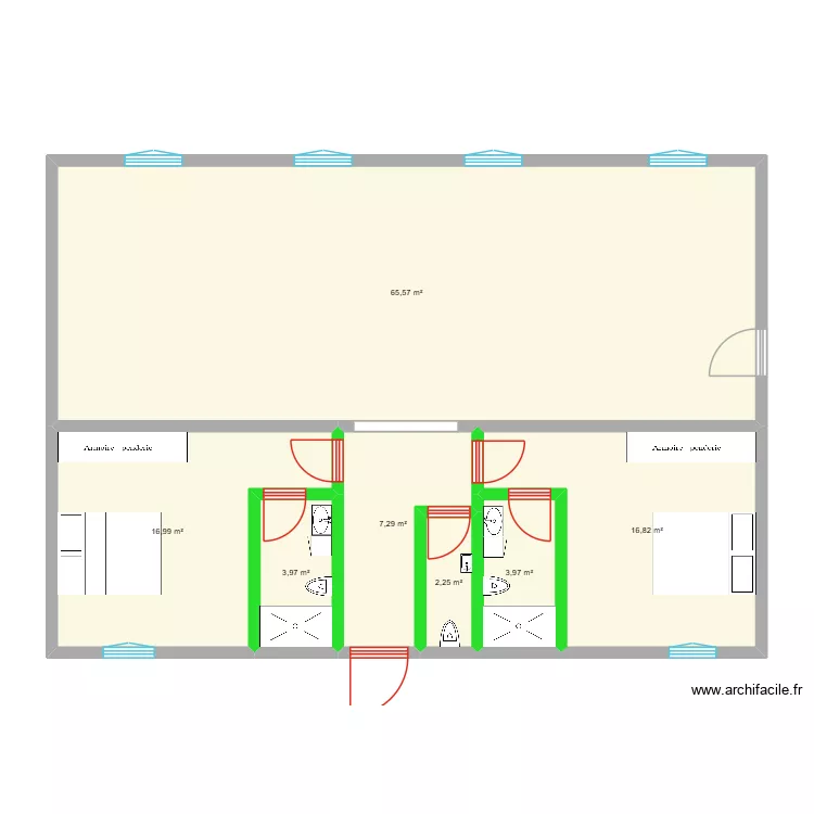 plan maison plus chambre. Plan de 7  et 117 m²