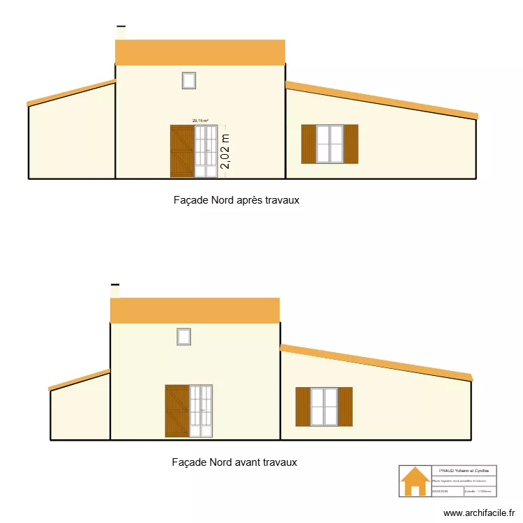 Plan façade Nord. Plan de 6 et 117 m² Plan façade Nord. Plan de 6 et 117 m²