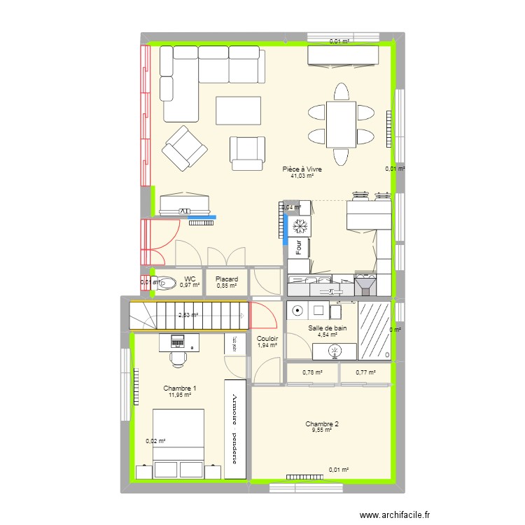 Maison du Tréport - Projet Rénov. Plain-Pied -cuisine. Plan de 24 pièces et 155 m2