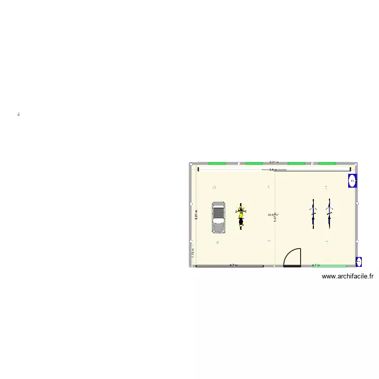 Garage. Plan de 1  et 59 m²