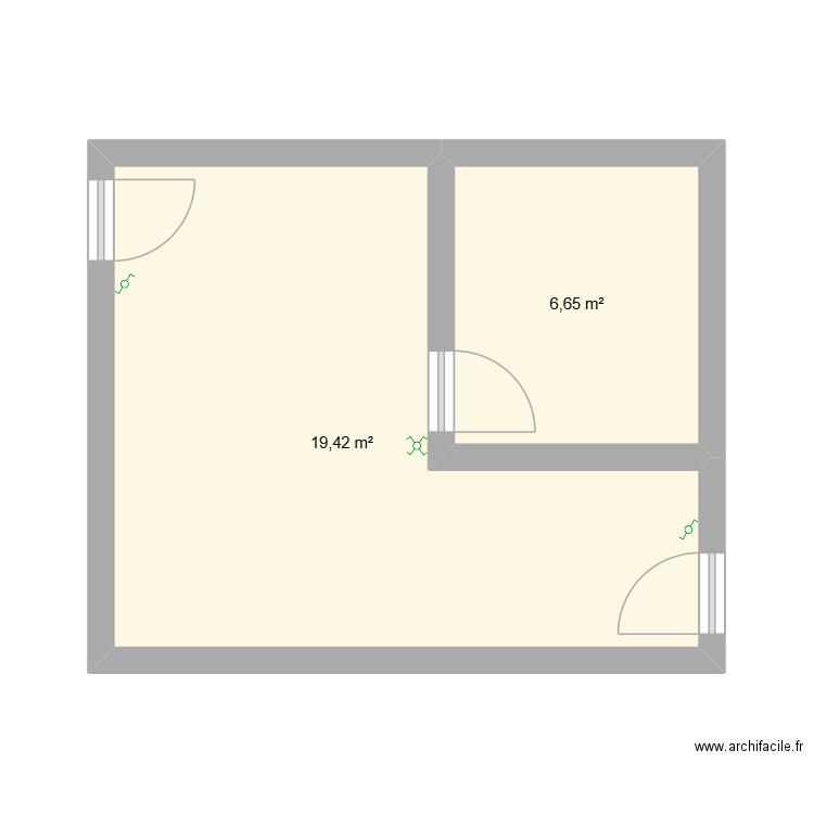 plan maison. Plan de 2 pièces et 26 m2