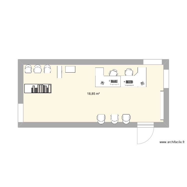 Salle d’attente. Plan de 1 pièce et 19 m2