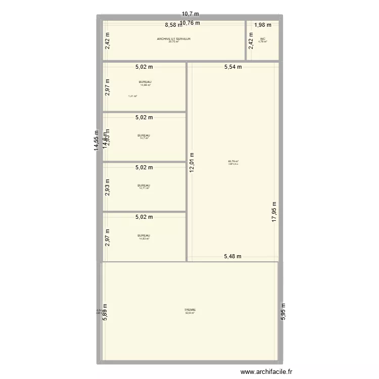 locaux spem pardies. Plan de 22  et 429 m²
