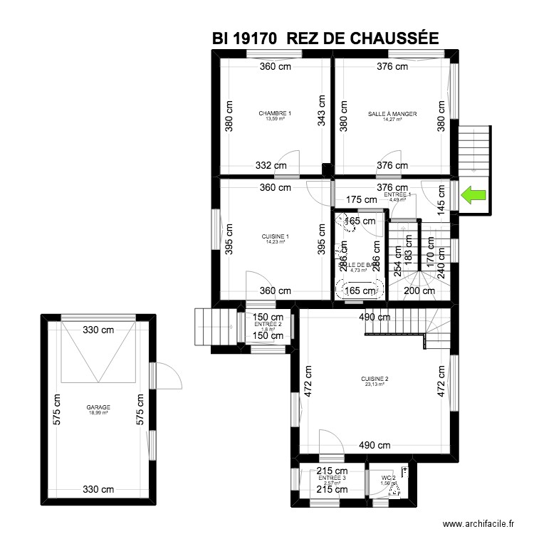 BI 19170. Plan de 32 pièces et 243 m2