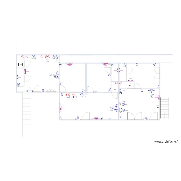 Plan pc, vmc, rad RDC Bégaar. Plan de 0 pièce et 0 m2