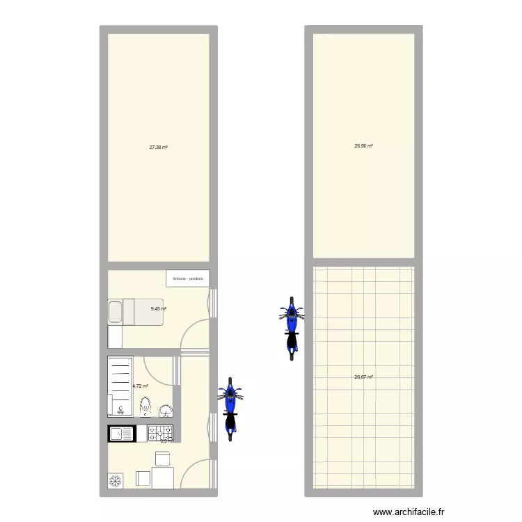 monoambiente hecho. Plan de 6 Pièces et 105 m² monoambiente hecho. Plan de 6 Pièces et 105 m²