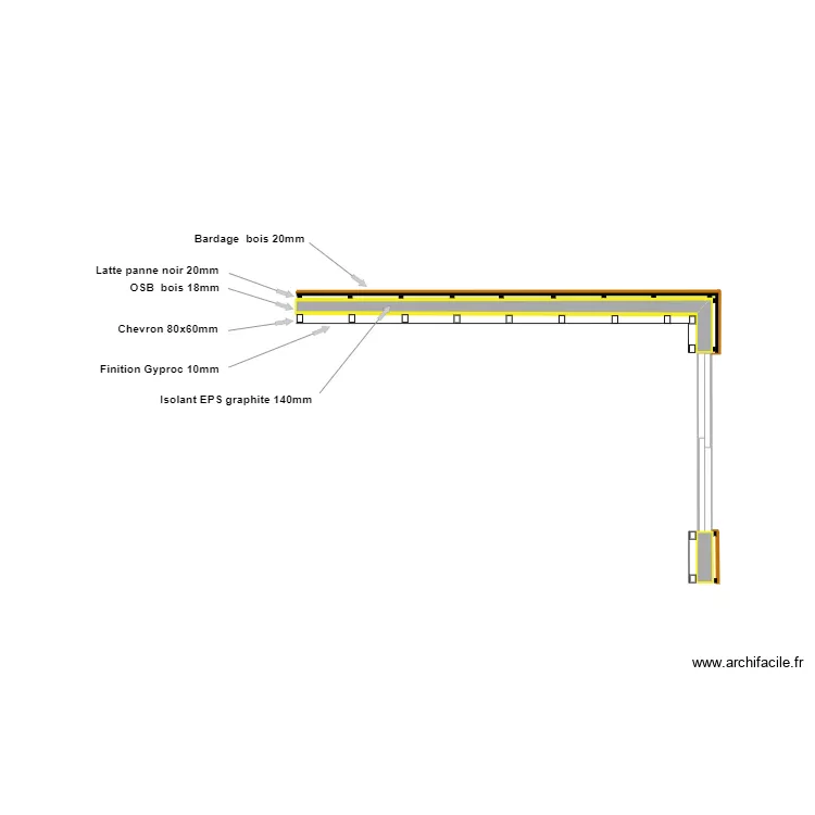 Vue Plan Murs WOOD WALL + finitions. Plan de 