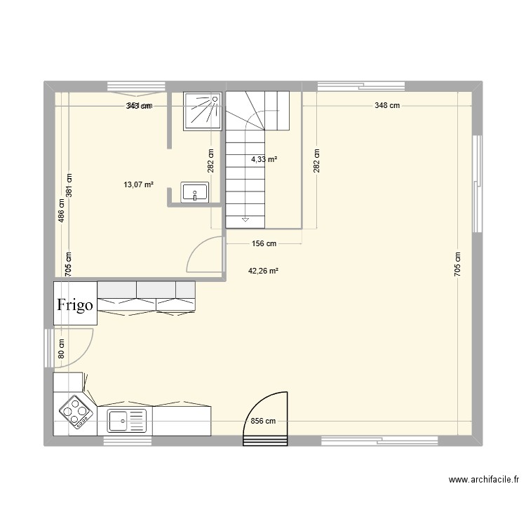 essai plan factice. Plan de 3 pièces et 73 m2