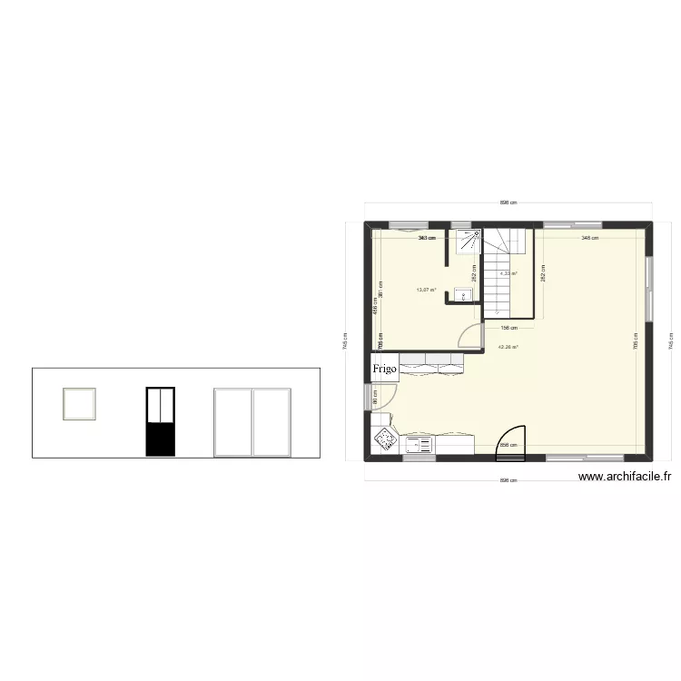 essai plan factice. Plan de 4  et 77 m²