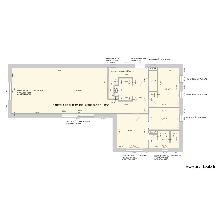 RDC SERIGNAN bis. Plan de 20 pièces et 179 m2