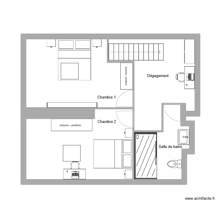 Marquegnies etage meubl&eacute;. Plan de 