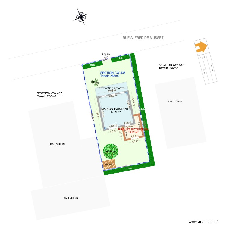 PLAN DE MASSE. Plan de 3 pièces et 109 m2