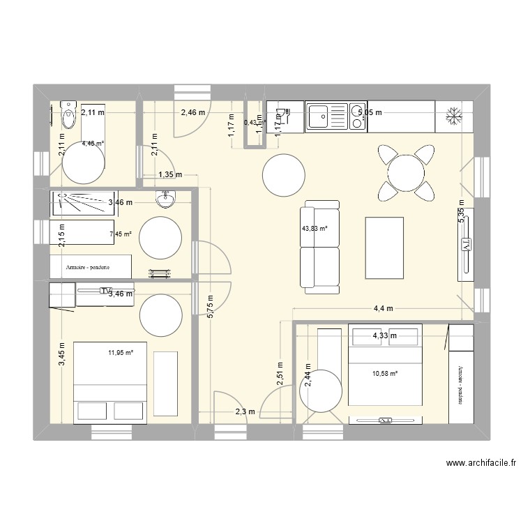 plan a construire d'imagination. Plan de 6 pièces et 79 m2