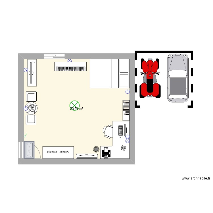 Ma chambre. Plan de 1 pièce et 24 m2