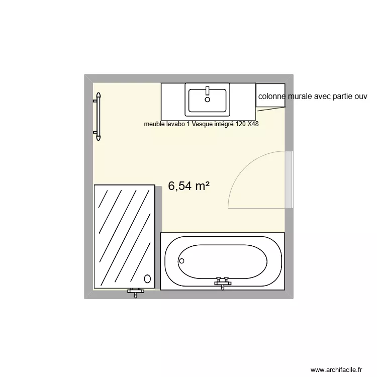 salle de bains familiale RDC. Plan de 