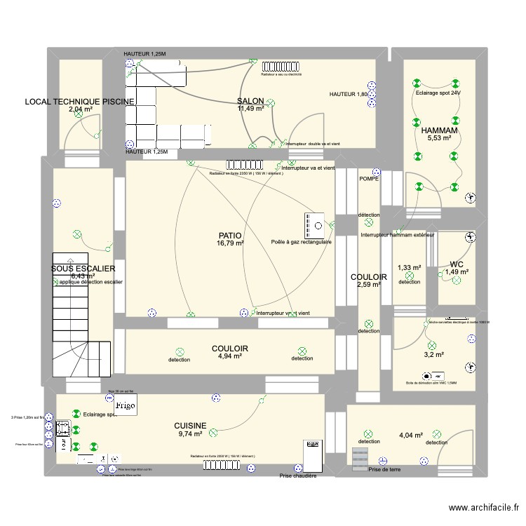RDC RIAD BAB ALI. Plan de 12 pièces et 70 m2