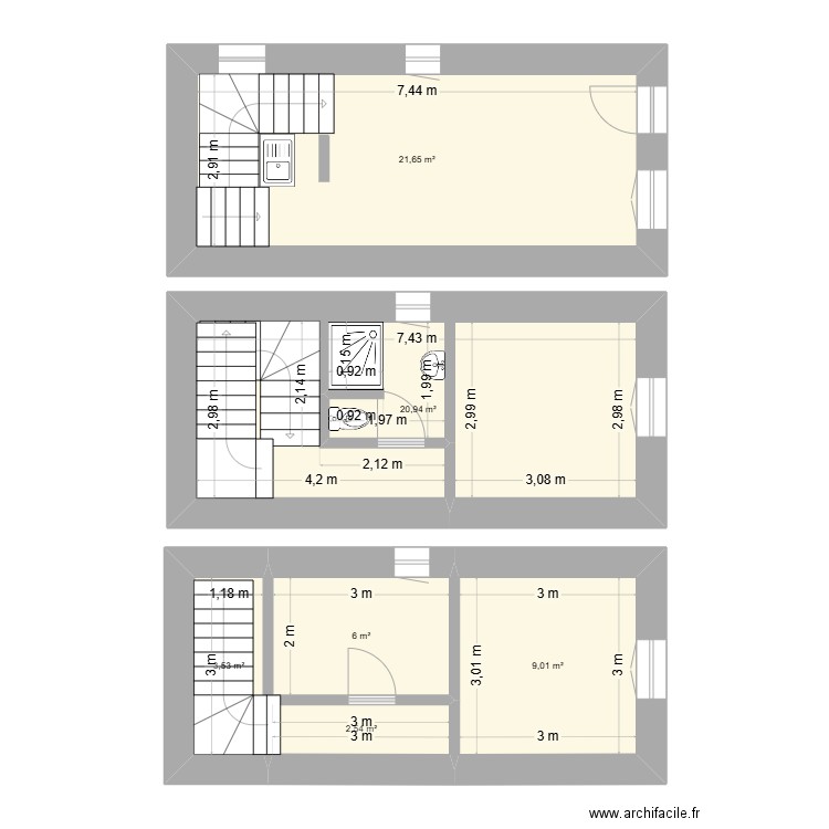 Maison Donnat. Plan de 6 pièces et 64 m2