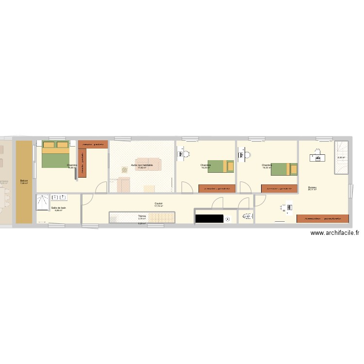 SSC DOUBLE NIVEAU1. Plan de 19 pièces et 302 m2
