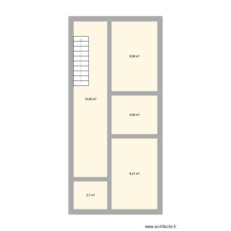 RDC maison. Plan de 5 pièces et 41 m2