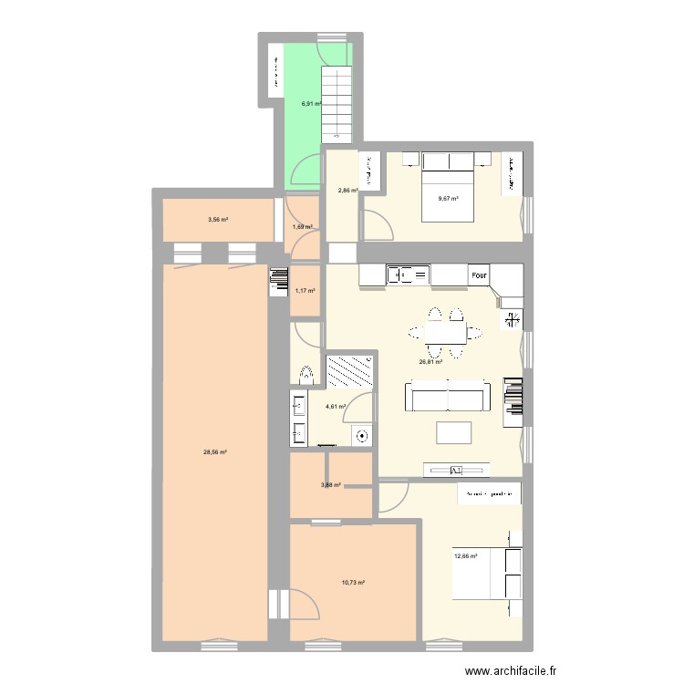 Place Charles Albert APP2 56m2. Plan de 12 pièces et 113 m2