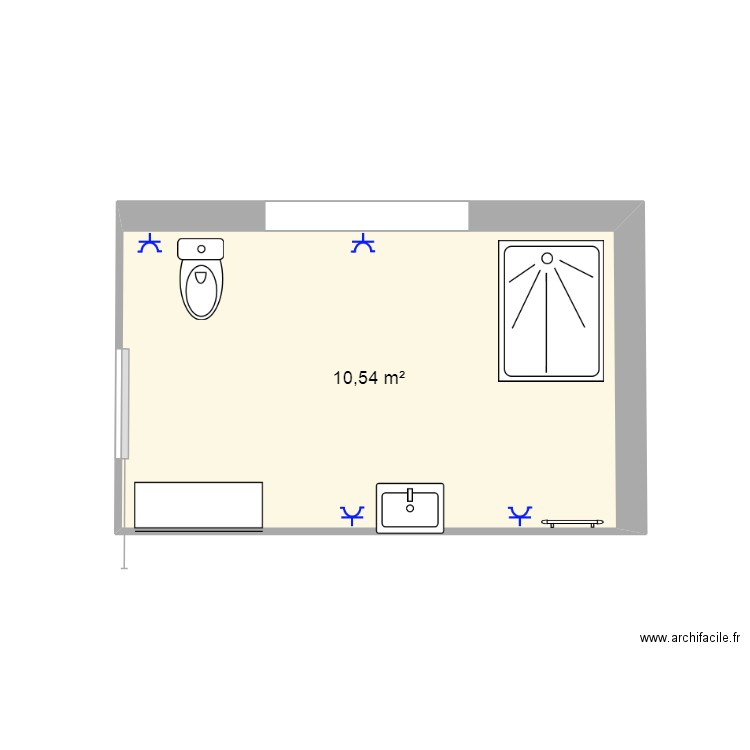 Salle de bain Aurélien. Plan de 1 pièce et 11 m2