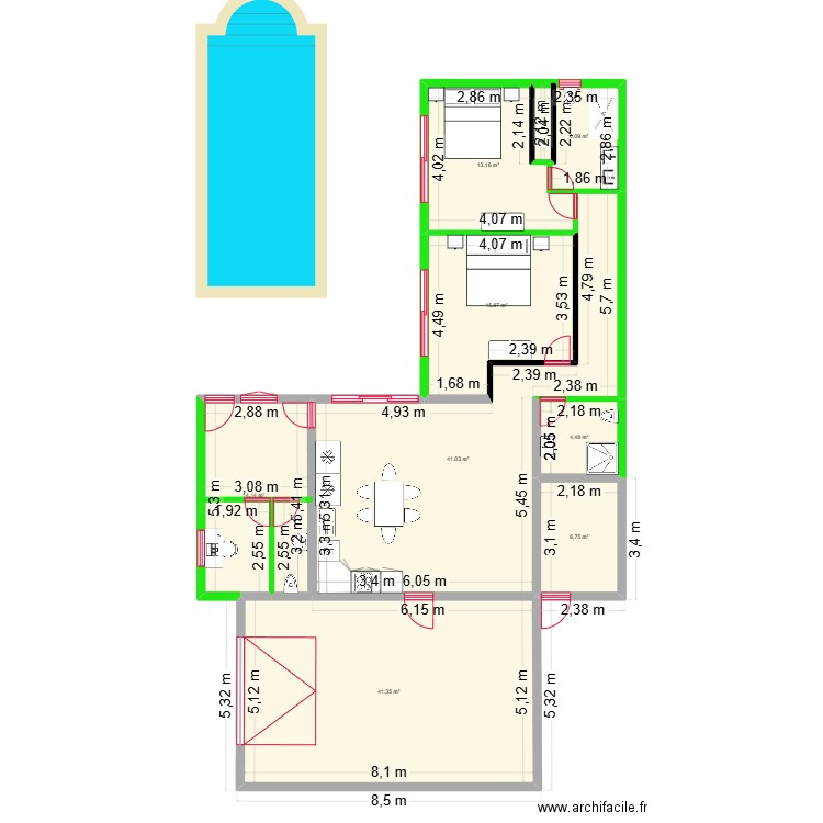 mozelos a. Plan de 8 pièces et 143 m2