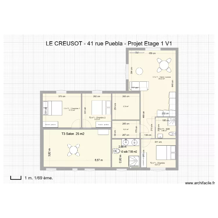 puebla 1ere étage. Plan de 2 et 265 m² puebla 1ere étage. Plan de 2 et 265 m²